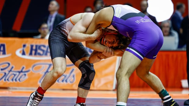 St. Charles East senior wrestler Ben Davino